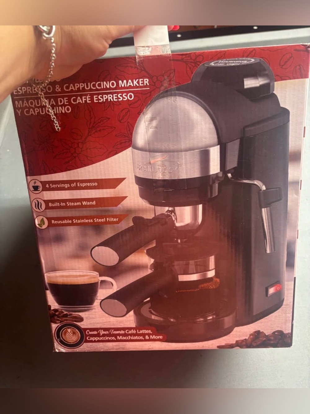 Brentwood Stainless Steel & Black Espresso Cappuccino Maker - Black - Picture 3 of 6
